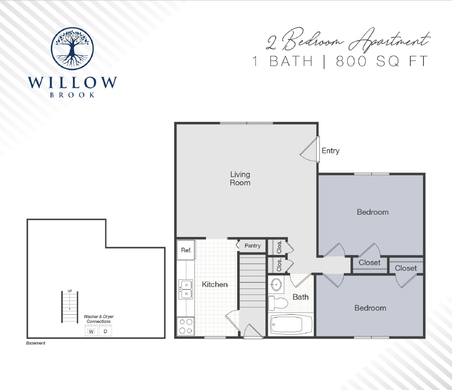 Two Bedroom One Bath floor plan